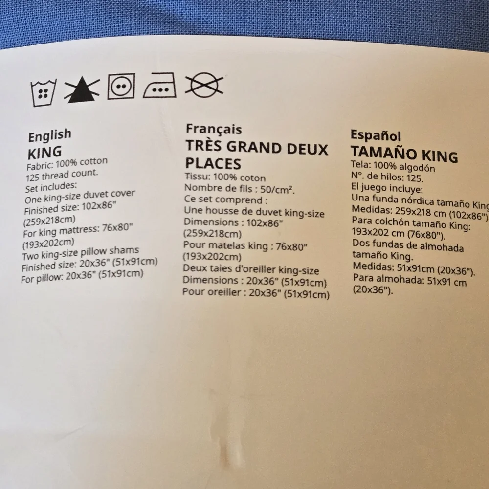 Retired IKEA Blue Duvet Cover Set King Size